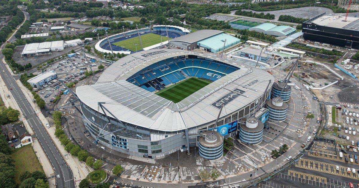 Man City 3-2 Ipswich: an aerial view of the Etihad Stadium