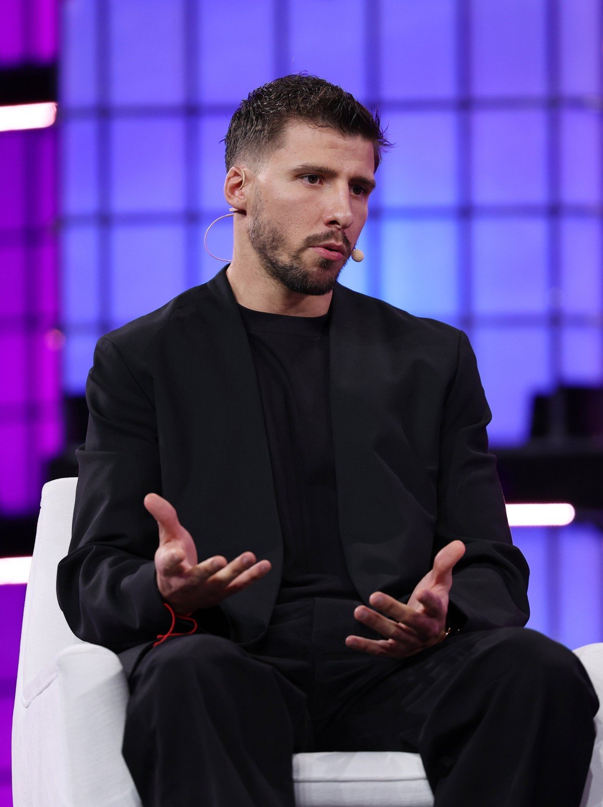 Dias PSG: Ruben Dias speaking at Web Summit, November 2024 (file photo)