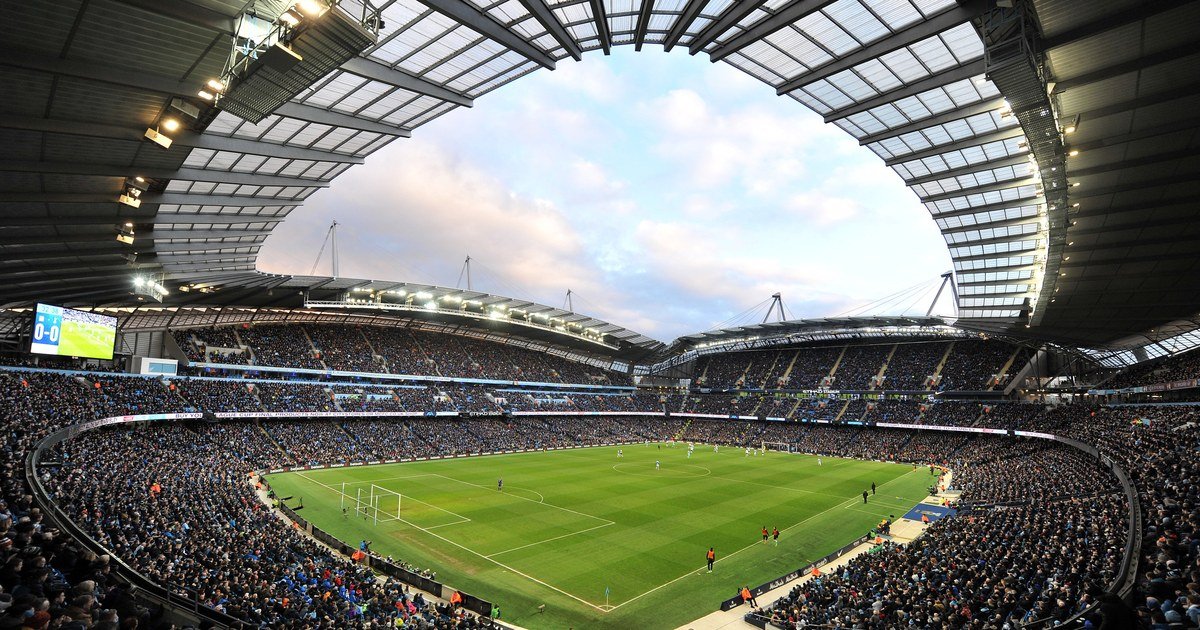 Man City punishment: the Etihad Stadium packed for a Manchester City home match under an evening sky
