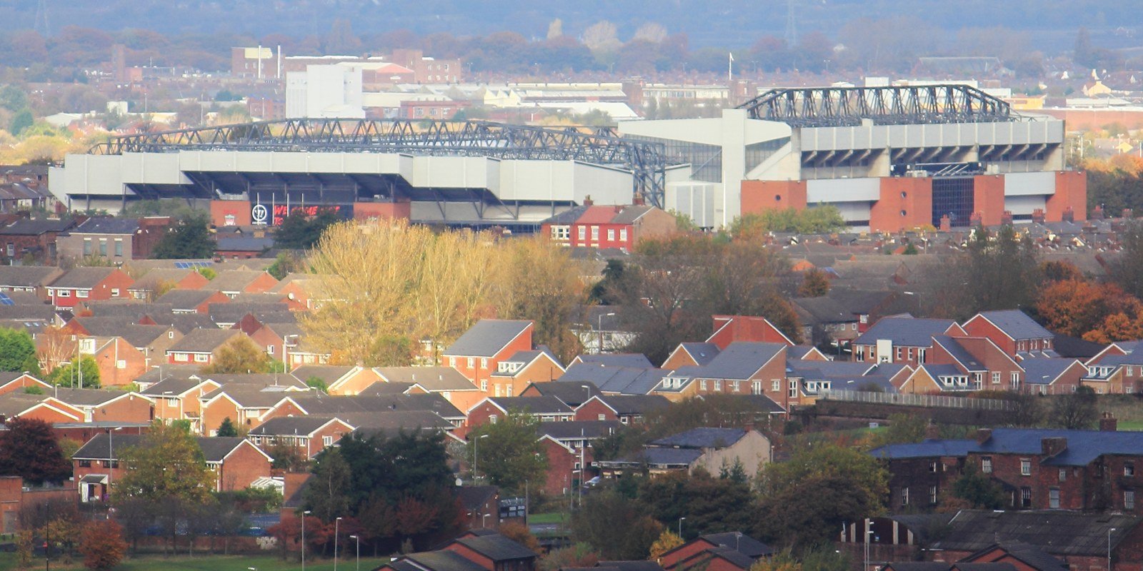Anfield seen from Liverpool Cathedral, venue for Liverpool v City