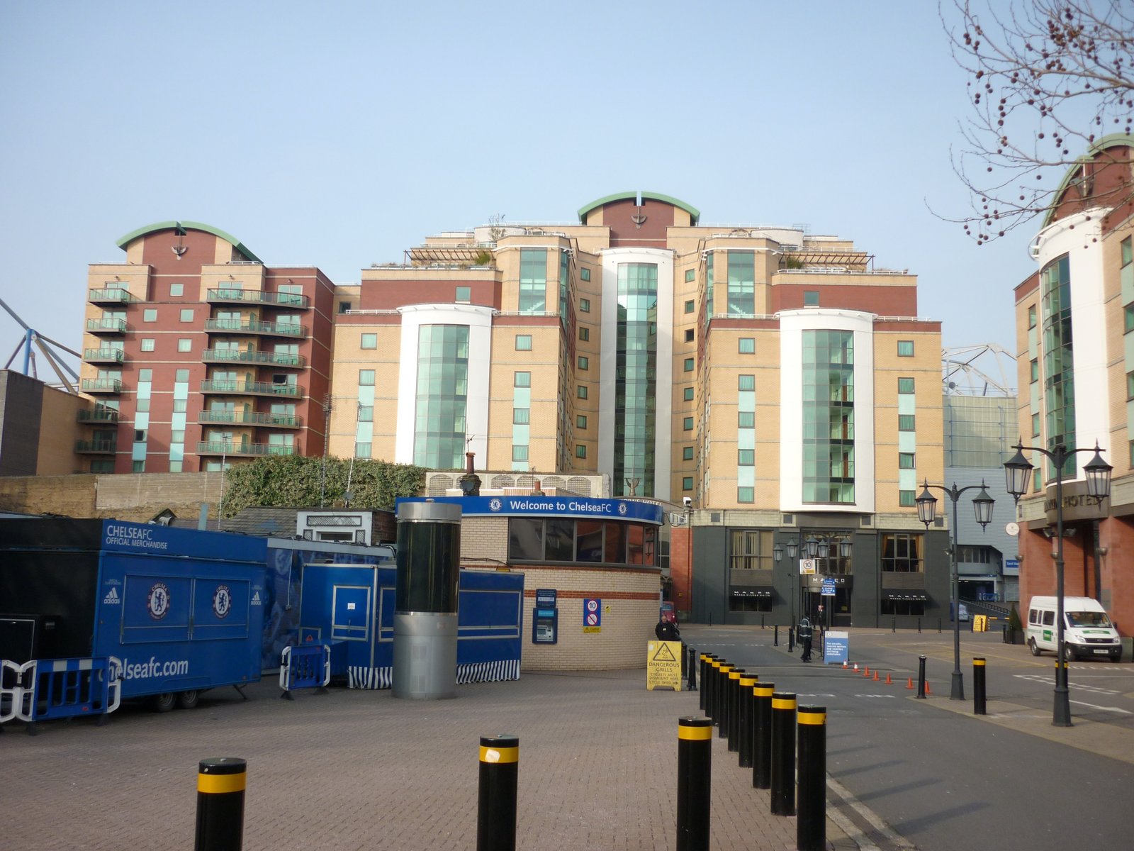 Stamford Bridge east entrance, venue for the Chelsea leg of the Man City Women November fixtures